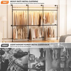 Industrial Pipe Clothing <strong>Rack</strong> for Hanging Clothes Heavy Duty Garment <strong>Rack</strong> Closet <strong>Wardrobe</strong> <strong>Rack</strong> - Product Image 5