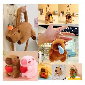 Serie de muñecas pequeñas de Capybara, mochila bonita, anillo de natación, oso bordado, muñeco de peluche, juguete de Animal relleno de malla de algodón PP para niños - Product Image 3