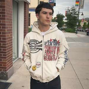 Felpe con Cappuccio Personalizzate Unisex, 100% Cotone 500 g/m² French Terry, <span class=keywords><strong>Stampa</strong></span> Digitale Ricamata, Zip, Lavaggio Acido, Taglio Corto XL - Product Image 3