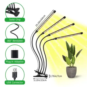 Clip-on LED Grow Lights With Adapter LED Grow Light 3000K+6000K Full Spectrum Indoor Growing Lights