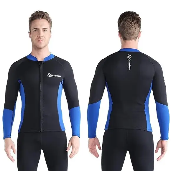 Owntop Custom Wetsuit Jack Heren Wetsuit Tops Duikpak Lange Mouw Afsluiting Voorkant Rits Neopreen Wetsuit Top Heren