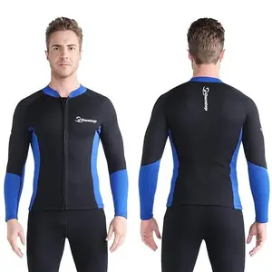 Owntop Custom Wetsuit Jacket Mens Wetsuit Tops Diving Suit Long Sleeve Rash Guard Front Zipper Neoprene Wetsuit Top Mens