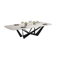 Meubles de salle à manger de 6 places en marbre naturel, style rectangulaire, moderne, blanc, marbre, offre spéciale, livraison gratuite