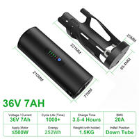 Batterie de vélo électrique 48V 10.5Ah, batterie de vélo 36V 7Ah, batterie portable noire en forme de bouteille d'eau pour vélo électrique