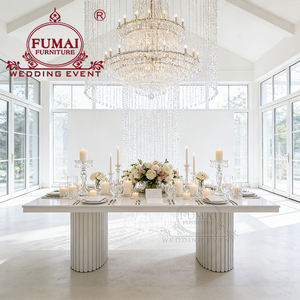 Venta al por mayor precio de fábrica de acero inoxidable Rectangular Mdf comedor Mesa nupcial Mesas de banquetes para eventos de boda para la venta - Product Image 4