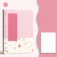Carnet à feuilles mobiles A4 rose pêche à reliure collée à froid, classeur à 6 trous, journal personnalisable