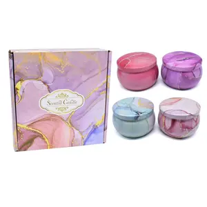 colored small metal candle tea cans 2.2oz 4.4oz round tin box for wedding candy