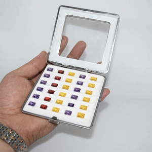 Tùy Chỉnh Nhỏ 93*95*19 Mm Đen Trắng Đá Quý Hiển Thị Hộp PU Kim Loại Đá Quý Trang Sức Hiển Thị Hộp - Product Image 5