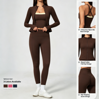 Ensemble de yoga 3 pièces pour femmes, veste respirante à séchage rapide, débardeur, leggings, vêtements de sport pour la salle de sport, l'entraînement et la remise en forme