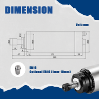 Zhong Hua Jiang 1.5KW ER16 80mm 4 Bantalan 110V/220V Motor Spindle CNC Berpendingin Air MAX 24000 RPM Router Pengukiran Pengeboran