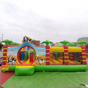 Outdoor parque hinchable <b>large</b> combo bounce house obstacle course with <b>slide</b> commercial jungle inflatable amusement park - Product Image 1