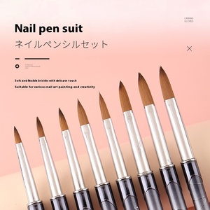 Pincel de Uñas Acrílico Kolinsky 100% con Logotipo Personalizado, Mango Metálico y Férula Prensada para Manicura - Product Image 2