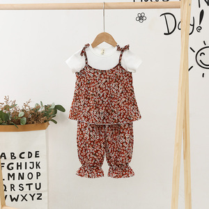 Vêtements matelassés en coton pour filles, T-shirts à motif crâne et pantalons en viscose pour enfants, Combinaisons de course pour enfants en gros, provenant d'un fournisseur chinois - Product Image 3