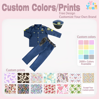 Costume de jeu de rôle de policier pour enfants, ensemble 4 en 1, chemise, pantalon, chapeau, ceinture, étui pour pistolet, pour cosplay et fête d'anniversaire, design personnalisé