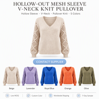 VELAN Bestsellers Pull en tricot fin à manches longues ajouré en acrylique pour femme – Collection Printemps