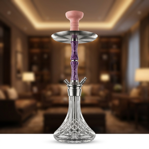 Chicha arabe en <span class=keywords><strong>bois</strong></span> 60 cm, grand modèle classique avec effet marbre, design double tube, base en alliage d'aluminium, liquide et charbon inclus - Product Image 1