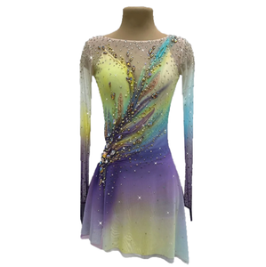 Robe de patinage <span class=keywords><strong>artistique</strong></span> personnalisée pour filles et adolescentes, robes de patinage sur <span class=keywords><strong>glace</strong></span> violettes, costumes de compétition, salle de bal, gymnastique et fitness pour femmes - Product Image 2