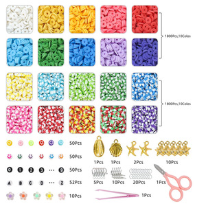 Bohemian Style DIY <b>Polymer</b> Clay Bead Set 26 Grid Bracelet Making Kit With Letters Numbers Smileys And Charms - Product Image 4