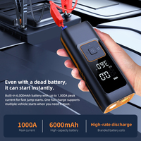 Arrancador de Coches 2000A y Bomba de Aire 150PSI, Potenciador de Batería Portátil para Coche 6000-8000mAh, Batería Externa de Emergencia CE OEM ODM ABS
