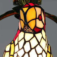 Style Pastoral Grand Perroquet Rouge Conception Tiffany Teinté Art Décoratif Verre Led Lustre Pendentif Lumière
