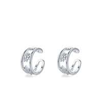925 Sterling Silber Vergoldete Zirkon-Blumen Micro-Pavé Hohle Elegante Clip-On Ohrringe für Hochzeitsgeschenk