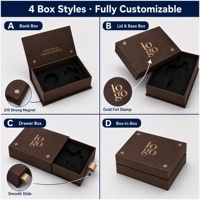 Boîte cadeau rigide pour bijoux, en carton texturé, avec logo personnalisé de luxe, fermeture magnétique, estampage à chaud en feuille d'or