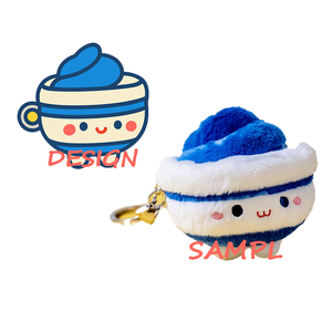 New Arrival Navy White Strip <b>Teacup</b> Plush Keychain Ultra Soft PP Cotton Filled Bag Charm Customizable Plush Pendant - Product Image 1