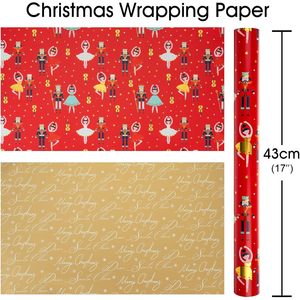 MAYPLUSS Red Christmas <b>Wrapping</b> <b>Paper</b> Roll 17in X 33ft Nutcracker Design Gift Craft Packaging Recyclable - Product Image 4