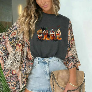 European American Hot Selling Print Ghost Graphic Casual Loose Long Sleeve <strong>Tshirt</strong> <strong>Women</strong> - Product Image 5