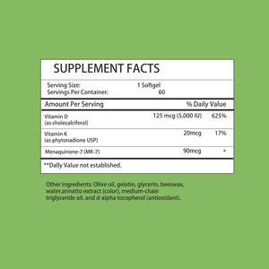 Cápsulas Blandas de Vitamina D3+K OEM ODM con Vitamina D, Vitamina K y Menaquinona-7, Suplementos que Mejoran la Salud Ósea e Inmunológica - Product Image 2