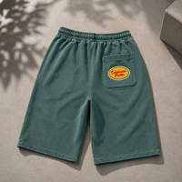Shorts de basketball personnalisés avec logo brodé, effet vieilli et délavé, en coton French Terry, bords bruts, pour hommes