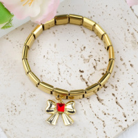 Gelang Pesona Italia Tren Mode Terbaru, Gelang Pesona Italia Emas dan Perak Seri Liontin Pita, Baja Anti Karat 304, Modul Gelang 9mm * 10mm