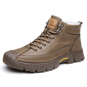 Men Winter Ankle Boots Genuine Leather Plush Lining Rubber Outsole Anti-Slippery Snow Boots - Product Image 4
