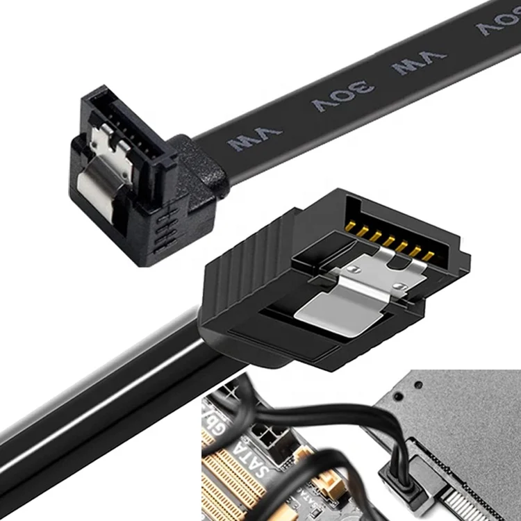 High Speed 6Gbps Locking Latch Right Angle Sata III 3.0 Power Extension Cable for Hard Disk