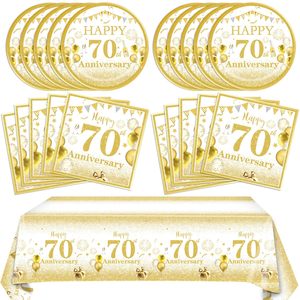 Juego de Platos, Servilletas y Mantel con Temática Blanca y Dorada para el 40.º <span class=keywords><strong>Aniversario</strong></span> de Bodas, ¡Brindemos por 40 Años! para Cumpleaños o <span class=keywords><strong>Aniversario</strong></span> - Product Image 4