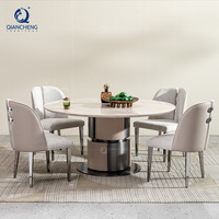 Ensemble de table à manger en marbre naturel de luxe italien haut de gamme, 6 chaises, usine de Foshan en Chine, design tendance, table pour hôtel et restaurant