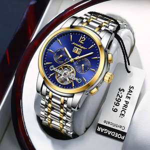 Montre mécanique automatique pour homme Proedagar 1406, boîtier en alliage, cadran en verre, étanche, calendrier, luxe, mode, affaires, lumineuse - Product Image 1