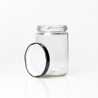 Pot en verre rond de vente chaude de 400ml avec couvercle en métal pour le cornichon de confiture de miel de sauce