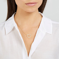 Collar de Plata de Ley S925 con Corazón Hueco para Mujer, Collares de Moda Versátiles y Elegantes, Collar con Colgante