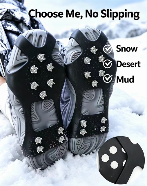 Ice Claw Anti-slip Shoe Covers with 10 Spikes for Outdoor Sports Sizes S/M/L/XL Made in China