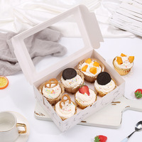 Cajas Rectangulares Transparentes con Ventana para Pasteles, Muffins y Repostería, de Cartón Kraft Corrugado Color Marfil, Impresión a Cuatro Colores