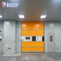 Pintu Cepat PVC SEPPES untuk Ruang Bersih Pengolahan Makanan dengan Rangka Baja Tahan Karat dan Sensor Radar