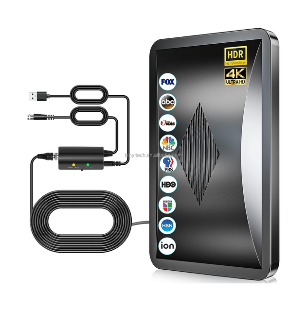 4K 1080P Indoor Digital Antenna Amplifier Signal Booster Coaxial Cable 30dBi Gain 330 Miles Long DVB-T2 Compatible VSWR 1.5 75