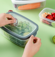 Boîte à lunch réutilisable pour micro-ondes, ensemble de 3 boîtes à lunch rectangulaires, contenants de stockage alimentaire pour les fêtes avec couvercles, injection