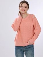 Pull à manches longues décontracté pour femmes, col rond, 100% polyester, polyvalent et facile à porter
