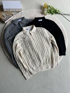 Suéter Masculino de Tricô Grosso com Gola Polo Estilo Old Money - Product Image 1
