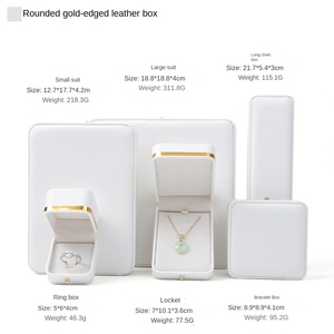 Caja de Joyería de Cuero PU con Hebilla Dorada y Borde Dorado, Caja de Almacenamiento Hecha a Mano para Anillos, Colgantes y Pulseras, Color Rosa - Product Image 5