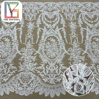 Nouvelle Arrivée Tissu en Dentelle Française Tissu Brodé de Paillettes Tissu en Dentelle Guipure Tissu en Dentelle Cordonnée Tissu en Maille pour Robes de Mariée Blanches