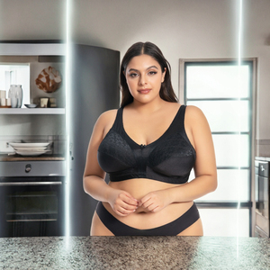 บราไร้ลวดสำหรับผู้หญิงบางๆระบายอากาศได้เต็มถ้วยขนาดใหญ่หน้าอกไม่มีฟองน้ำรองด้านข้างเรียบขนาดพิเศษปรับได้ใส่สบาย - Product Image 3