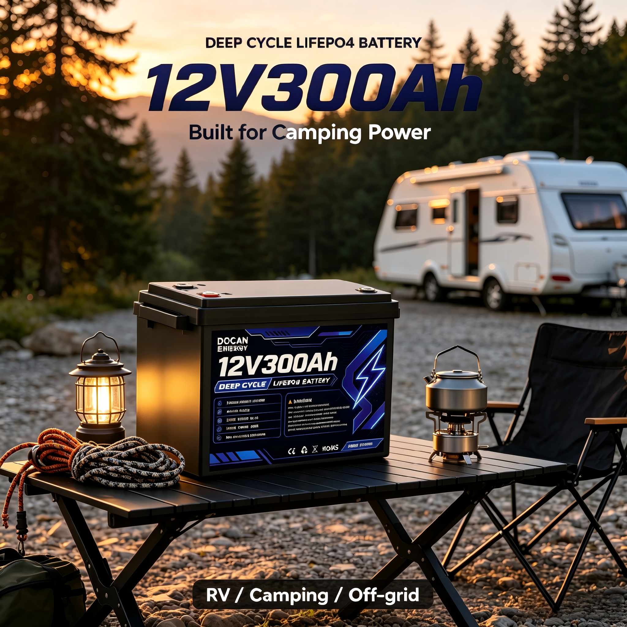 <strong>2026</strong> Docan 12V <strong>100Ah</strong> 300Ah Deep Cycle <strong>Lithium</strong> <strong>Battery</strong> LiFePO4 with JK 200A BMS 12V300Ah for RV Power Solar <strong>Lithium</strong> <strong>Battery</strong>